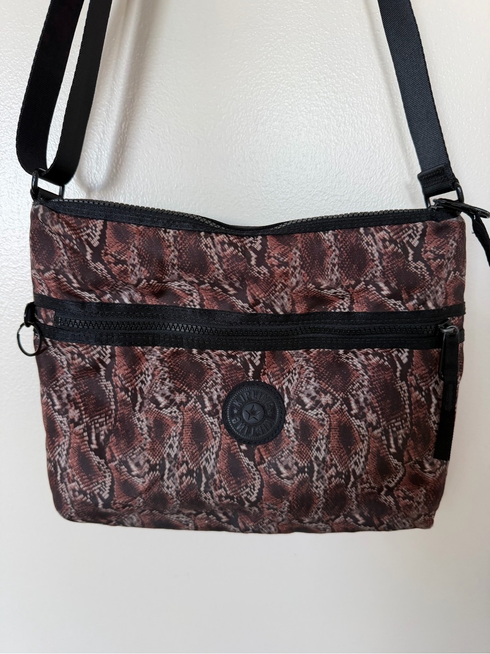 KIPLING Black & Snake Print Crossbody Bag